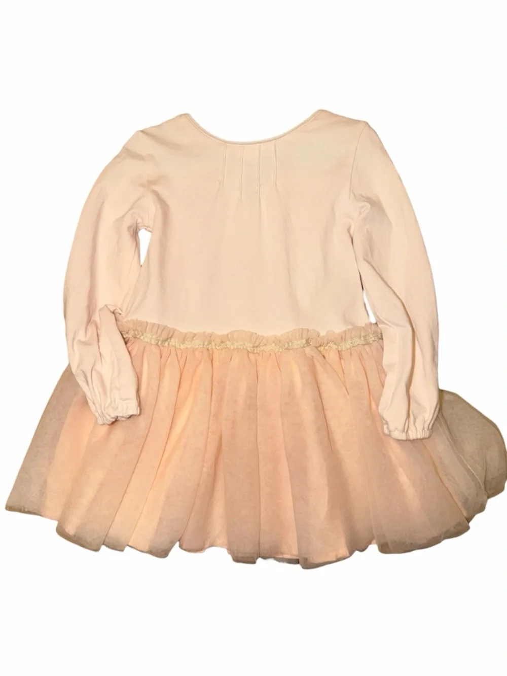 Edgehill Collection Pale Pink Tulle Dress with Long Sleeves